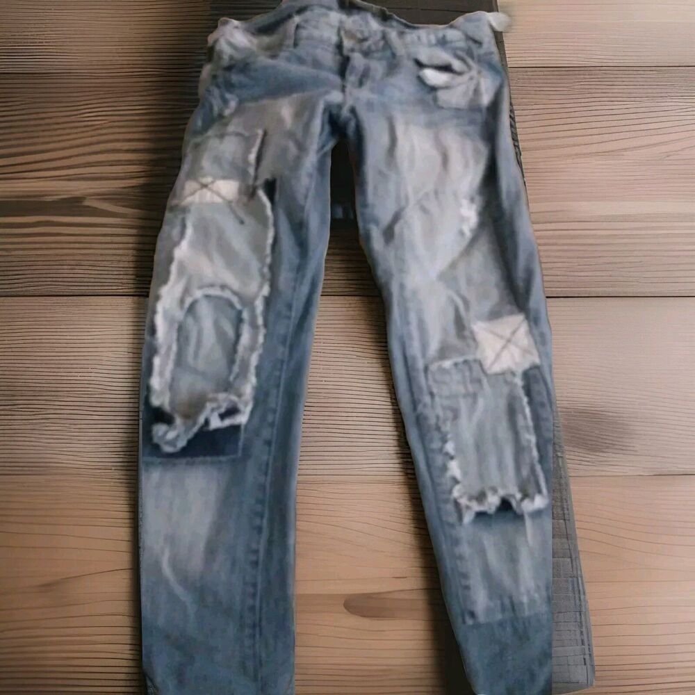 Premire Jeans Womans Distressed Patched Size 14